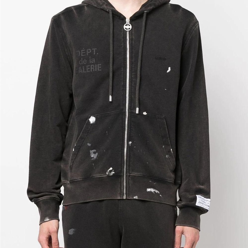 Lanvin X Gallerie Dept Black Zip Up Hoodie sweatshirt size Large